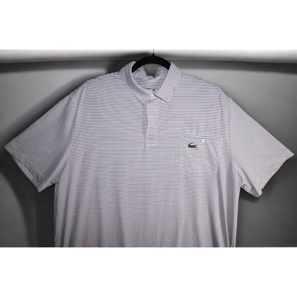 Lacoste Sport Polo Shirt - Men's XXL - Striped Purple & White 🐊 - Picture 2 of 16